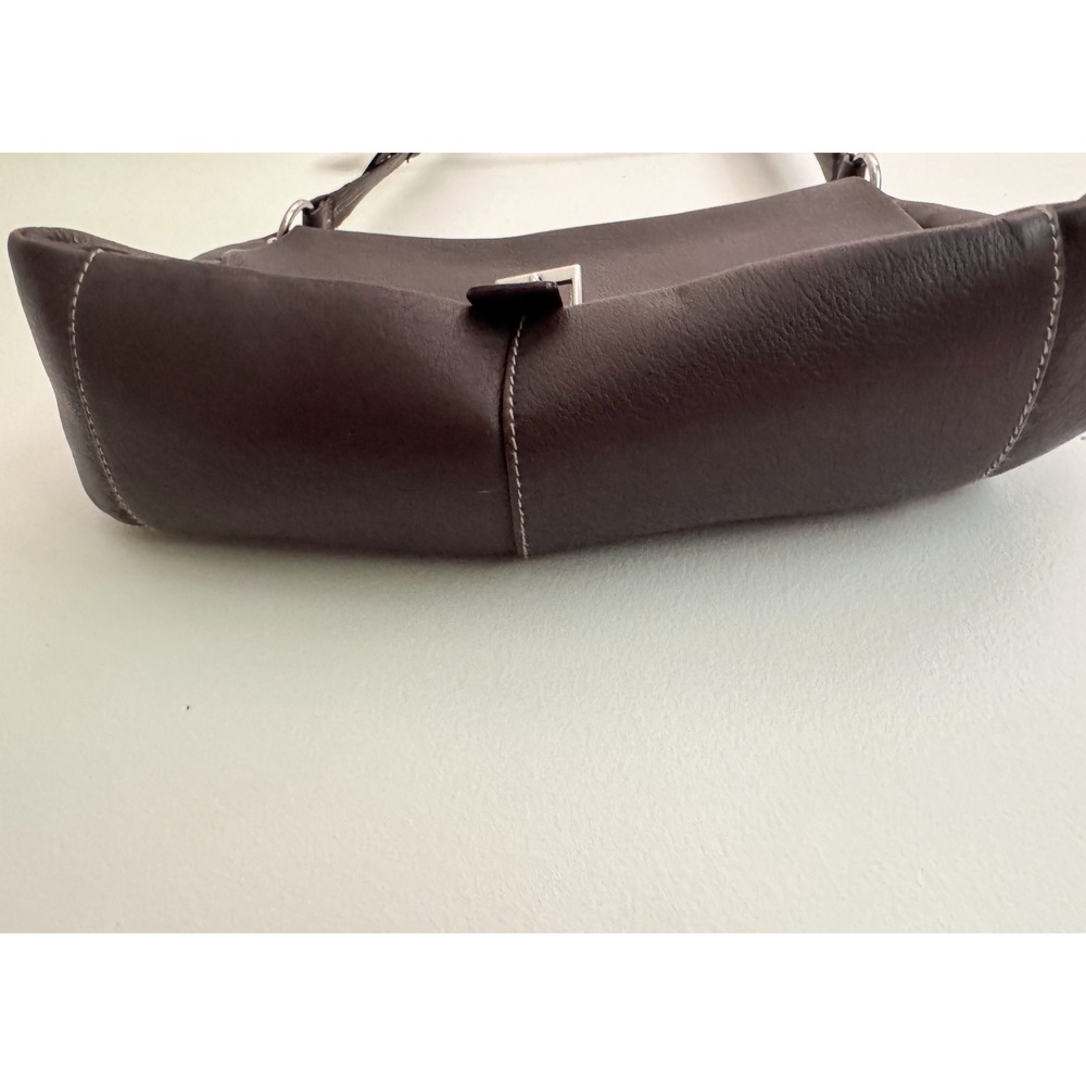 Etienne Aigner Chocolate Brown Genuine Leather Crossbody Flap Buckle Bag - Picture 4 of 8